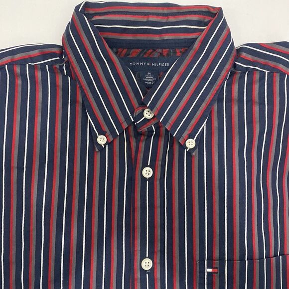 TOMMY HILFIGER long sleeve men’s striped button down shirt - Picture 1 of 5